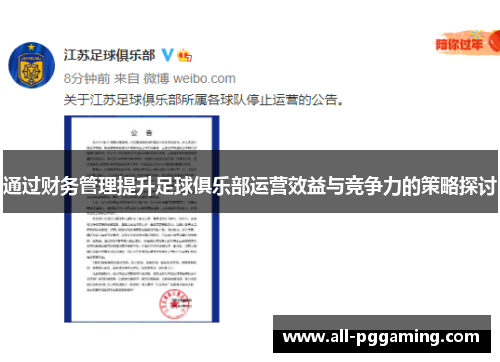 通过财务管理提升足球俱乐部运营效益与竞争力的策略探讨 通过财务管理提升足球俱乐部运营效益与竞争力的策略探讨